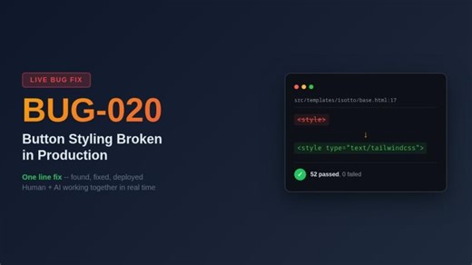 💦️ HelixNet - BUG-020: Live Bug Fix -- Button Styling Broken in Production (Human + AI) | Angelo Kenel