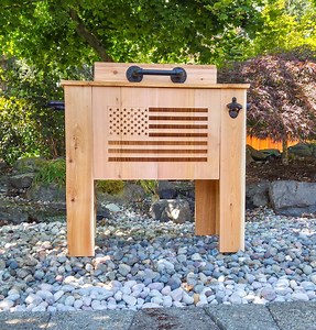 Handmade Cedar Wood Cooler With Laser-etched American Flag, Rustic Ice Chest for Beer, Water & Soda, Handcrafted Wood Outdoor Drink Station - Etsy Canada