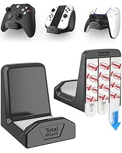 TotalMount Controller Wall Stands (2 Pack) with Non-Slip Pads & Removable Adhesive for Xbox, PS5, PS4, and Nintendo – These Premium Holders Won’t Damage Your Wall with Screws or Permanent Adhesive