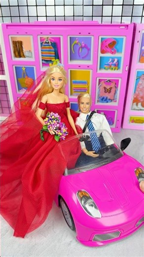 Satisfying With Unboxing Barbie Doll And Ken Doll Bridal Dress Set Toys #shorts