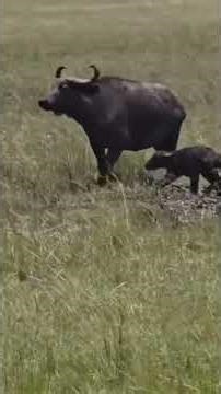 Buffalo 🦬 unit to protect the young one against the lion