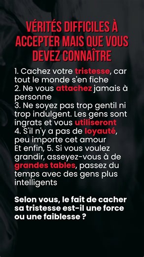 🧠 Des vérités difficiles à accepter #citations #motivation #citationsprofondes