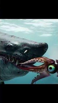 Megalodon vs Giant Squid Battle for Ocean Dominance