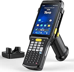 Tera Android 11 Barcode Scanner PDA: 47 Keys Zebra SE4750MR Scan-Range 13FT Qualcomm CPU with Pistol Grip Charge Cradle 6700mAh with Hot-swap IP65 Grade Data Terminal Inventory Scanner P162GC