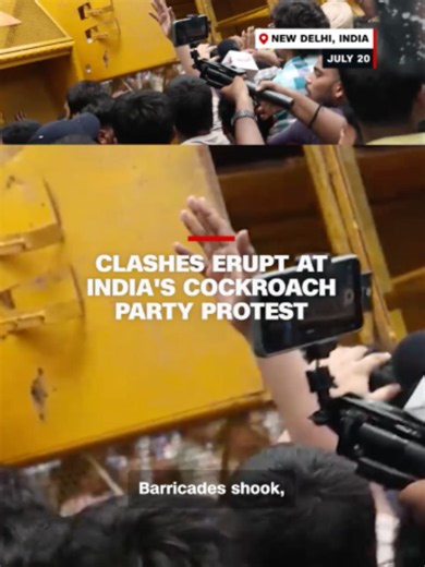 Tens of thousands of young people gathered in India’s capital, New Delhi, where violence broke out between protesters and police during a demonstration led by the Cockroach Party, which was calling for the education minister to resign.