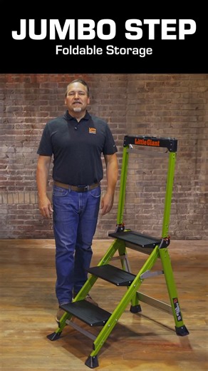 The Jumbo Step folds flat, loads easy, and gets out of the way so you can haul what actually matters. 375 lb capacity and an extra-wide platform when you need it. Gone when you don't. #JumboStep #LittleGiant #Trades #tooldemos | Little Giant Ladders