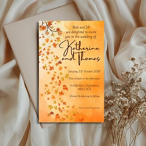 Autumn Leaves Wedding Bespoke Invitation With Optional Custom Envelope - Etsy