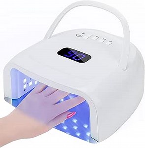 UV LED Nail Lamp,60W Professional Rechargeable UV LED Nail Dryer for Gel Nail Polish Dryer Fast Curing Lamp, 4 Timer Settings Gel Nail Lights for Auto Sensor Nail Machine (White)