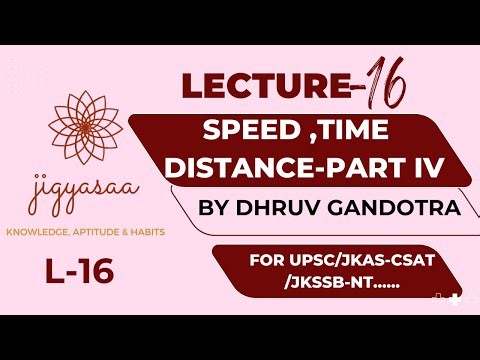 Speed, Time and Distance | Part 4 | CSAT Quantitative Aptitude by Dhruv Gandotra |UPSC/JKAS/JKSSB
