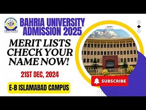 Bahria University Islamabad E-8 Campus Merit Lists 2025 – Check Your Name Now!