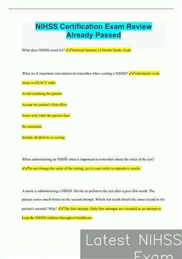 Latest NIHSS Certification Exam Review Already Passed768 video