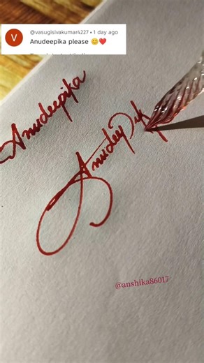 Anudeepika name signature style#How to make sign letter A? #calligraphy #viral #a