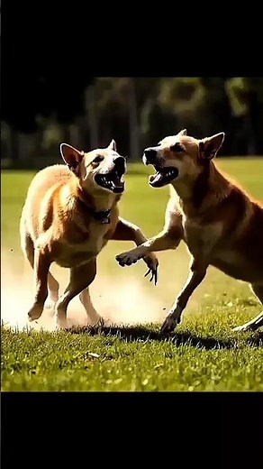 Dingo vs domestic dog battle #shortvideo #shortsfeed #animalbattle #wildlifeentertainment