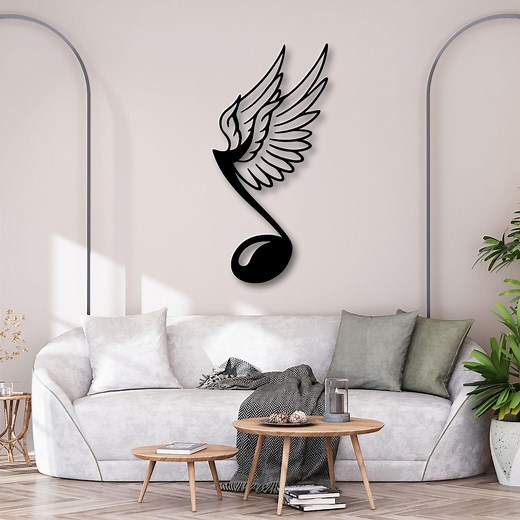 Music Note Metal Wall Art, Angel Wing Musical Decor, Modern Music Lover Gift, Minimalist Metal Wall Sculpture, Abstract Music Home Decor - Etsy
