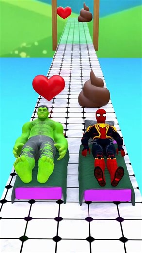 New Race! «Kiss or 💀» Hulk VS Spider man! Help Spider man?