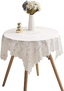 HOMECOOL Square Small Table Cloth - Ivory Crochet Tablecloth for Round Coffee Table 35 X 35 Inch - Sunflower