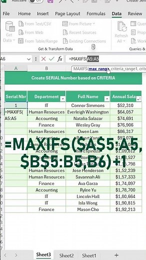 Generate Smart Serial Numbers based on Condition with MAXIFS ! #shorts