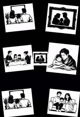 Black and White Family Vector Art, Dad Mom Son Daughter Graphics (digital Download) - Etsy