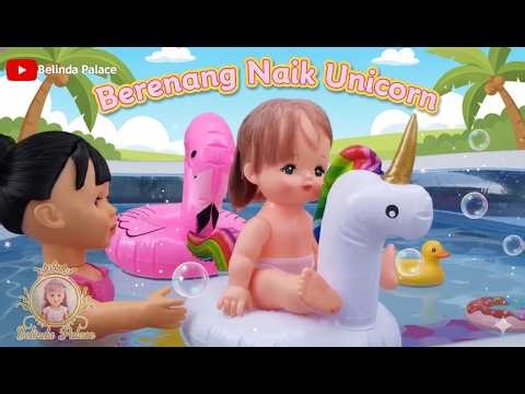 SERU BANGET! Belinda, Bella & Kimora Berenang Naik Balon Unicorn 🦄💦 | Drama Boneka