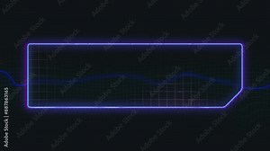 Vibrant neon blue rectangle with a captivating wave pattern on a black backdrop. The wave blends blue and purple lines, creating a visually stimulating composition