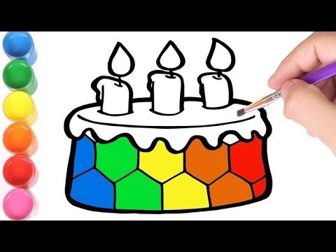 Birthday cake drawing, painting and coloring for kids and toddlers | Art and Learn | kids songs