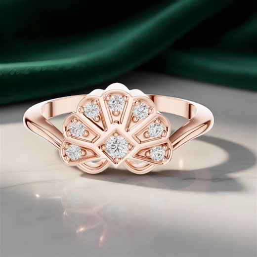 Diamond Pavé Band Ring, Thin Stackable Wedding Ring - Etsy