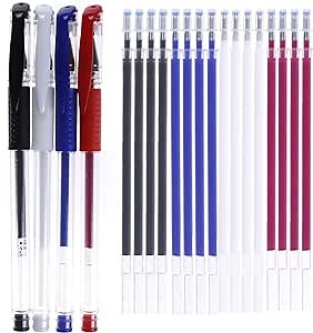4 Colors Heat Erase Pens with 20 Pieces Heat Erasable Fabric Marking Free Refills for Sewing,Quilting and Dressmaking