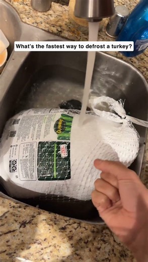 How do i defrost the frozen turkey the fastest? Hot water?
