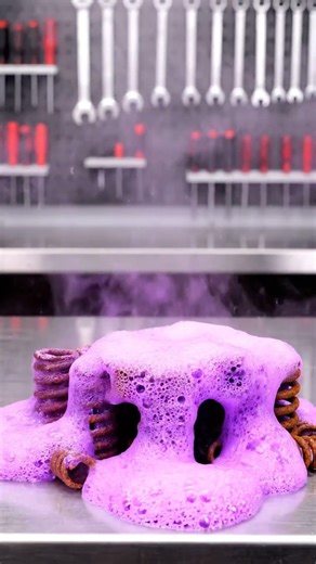 INSANE Neon Purple Foam Transforms Rusty Spring Clips in 10 Seconds! 🔥