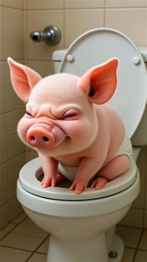 "Adorable AI Piglet Pooping Struggle – You Won't Stop Laughing! 🐷🚽"