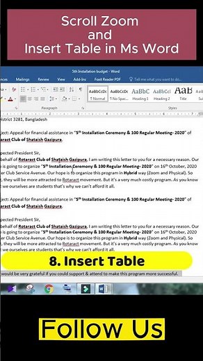 Insert Table in word | Mouse scroll zoom in words | Digital Edu | #shortvideo