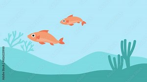 Fish Swimming in Water, 2D animation of fishes swimming gracefully in water with natural motion.