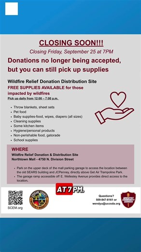 Spokane Fire resource distribution center closing thsi week