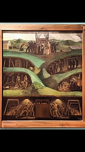 Visited the excellent "No Welsh Art" exhibition at the National Library of Wales. This is "Turnings in the Journey of Life" (1929) by Archie Rhys Griffiths — a powerful narrative painting depicting the death of a miner underground and his funeral above ground. #Wales #art | Mark Rees