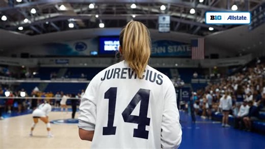 B1G Volleyball on Instagram: "Wearing No. 14 has a special meaning for Caroline Jurevicius 💙 Coming from an athletic family where her dad played football at Penn State before an 11-year NFL career and her mom ran track at Princeton - her greatest inspiration is her late older brother, whose memory drives her to work harder, stay focused, and never take a moment for granted. At the Net presented by @allstate"