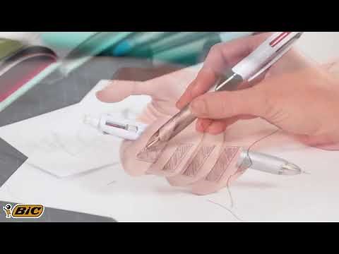 Using BIC 4 Colors 3+1 ballpoint pen and mechanical pencil - 2018 video