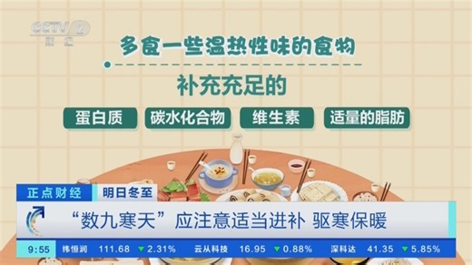 [正点财经]明日冬至 “数九寒天”应注意适当进补 驱寒保暖