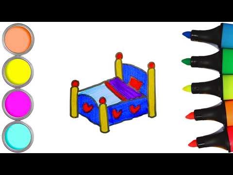 How To Draw cute Bed Drawing, Painting & Coloring For Kids and Toddlers_ Child Art 🌈🎨