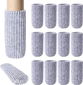 32 PCs Furniture Leg Socks - High Elastic Knitted Chair Leg Floor Protectors, Thickening Gray Chair Leg Covers Set, Move Easily and Reduce Noise