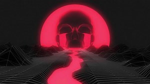 synthwave retro background - palm trees