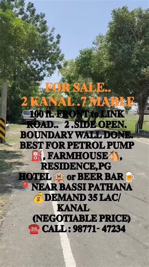 🍁𝟐.𝐊𝐀𝐍𝐀𝐋 𝟕.𝐌𝐀𝐑𝐋𝐀 𝐅𝐎𝐑 𝐒𝐀𝐋𝐄..!! 🍁𝟏𝟎𝟎 𝐟𝐭. 𝐅𝐑𝐎𝐍 𝐓𝐎 𝐋𝐈𝐍𝐊 𝐑𝐎𝐀𝐃.. ✔️𝐁𝐎𝐔𝐍𝐃𝐀𝐑𝐘 𝐖𝐀𝐋𝐋 𝐃𝐎𝐍𝐄.. ✔️ 𝟐 𝐑𝐎𝐎𝐌𝐬 𝐁𝐔𝐈𝐋𝐓.. ⚠️𝟏.𝟓 𝐊𝐦 𝐟𝐫𝐨𝐦 𝐁𝐀𝐒𝐒𝐈 𝐏𝐀𝐓𝐇𝐀𝐍𝐀 ✔️ 𝐅𝐀𝐒𝐓 𝐃𝐄𝐕𝐄𝐋𝐎𝐏𝐈𝐍𝐆 𝐀𝐑𝐄𝐀.. ✔️𝐁𝐄𝐒𝐓 𝐅𝐎𝐑 𝐏𝐄𝐓𝐑𝐎𝐋 𝐏𝐔𝐌𝐏,𝐇𝐎𝐓𝐄𝐋🏨, 𝐁𝐄𝐄𝐑 🍺𝐁𝐀𝐑, 𝐅𝐀𝐑𝐌𝐇𝐎𝐔𝐒𝐄 🐎, 𝐑𝐄𝐒𝐈𝐃𝐄𝐍𝐂𝐄 𝐰𝐢𝐭𝐡 𝐒𝐖𝐈𝐌𝐌𝐈𝐍𝐆 𝐏𝐎𝐎𝐋💦 💰 𝐅𝐎𝐑 𝐕𝐈𝐒𝐈𝐓 & 𝐏𝐑𝐈𝐂𝐄 ,𝐏𝐋𝐄𝐀𝐒𝐄 𝐂𝐀𝐋𝐋 ☎️ :- 𝟗𝟖𝟕𝟕𝟏- 𝟒𝟕𝟐𝟑𝟒 | 