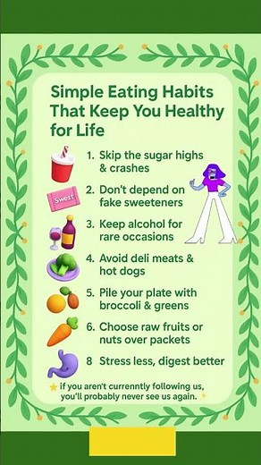 8 Simple Eating Habits to Stay Healthy for Life 🍎🥦 #HealthyEating #WellnessTips #Shorts