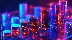 floating data points coalesce and stack bars each company’s size. data points and then reform based on updated market cap information, 4k High-Quality background Animation Video Stock Video