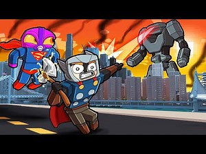 NUCLEAR ROBOT WARS in Minecraft! (Superheroes vs Robot)