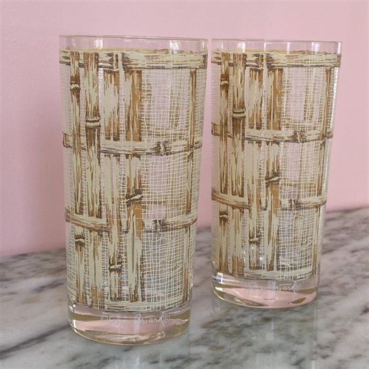 Vintage Georges Briard Highball Glasses • Bamboo Pattern • 1950s/60s Pair - Etsy
