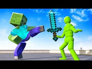MINECRAFT Zombies vs Ragdoll Army - Overgrowth Mods Gameplay