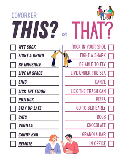Coworker This or That Game for Office Parties | Work Icebreaker Game - Etsy