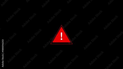 Warning alert icon animation with triangular caution symbol. Attention notification sign for error risk and system message. Safety indicator element for digital interface and alert display.