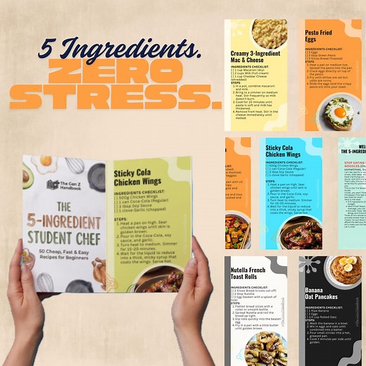 The 5-ingredient Student Chef Cookbook | Easy College Meals PDF | Beginner Recipes for Dorm Life | Cheap Meal Prep Guide | Digital Download - Etsy