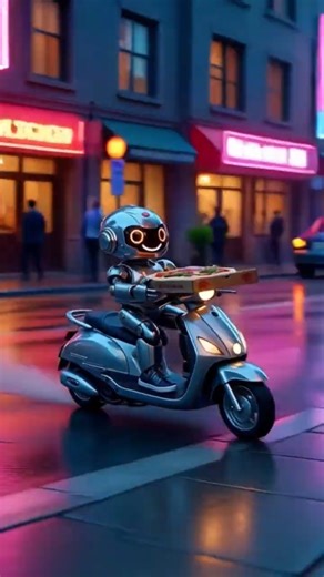 Robot the Pizza Guy #ai #aianimation #robot #pizza #deliveryrobot